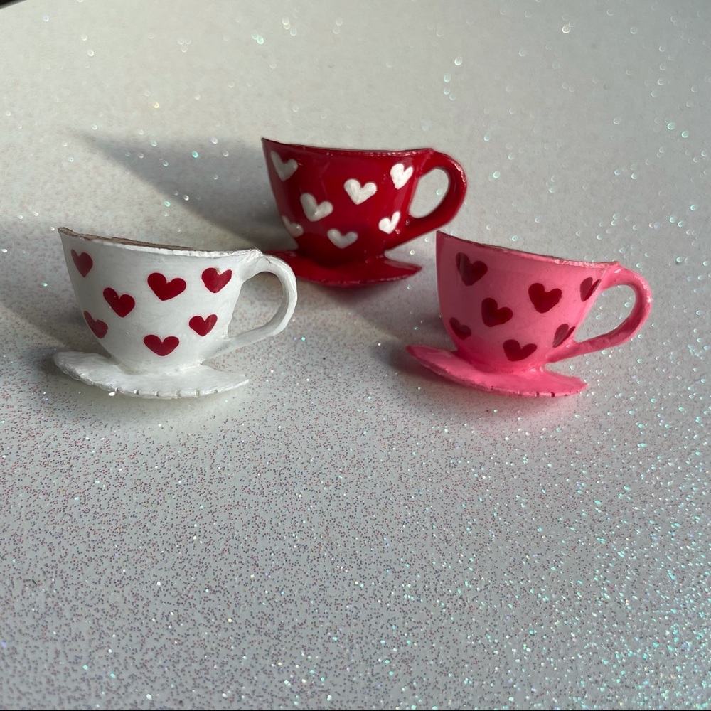 Choice of (1) Ritzee Rebel Hand Painted Resin Heart Teacup Pin